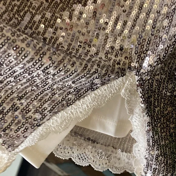 Wild fable silver sequins and lace trim stretchy dress - Picture 8 of 16